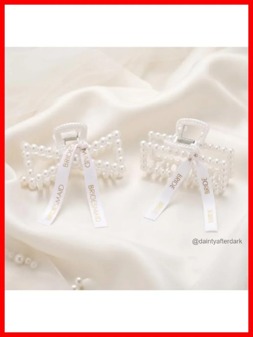 11 Pcs Bridesmaid Pearl Hair Clips with Ribbon Claw Clips 3.15 Inch